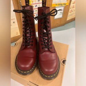 Dr. Martens 1490 Air Wair Cherry Red Smooth Leather Calf Boots